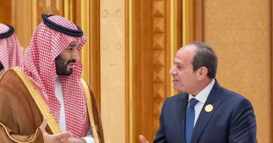 الرئيس السيسى يستقبل ولى العهد السعودى ويعقدان لقاء ثنائيًا وجلسة موسعة**
